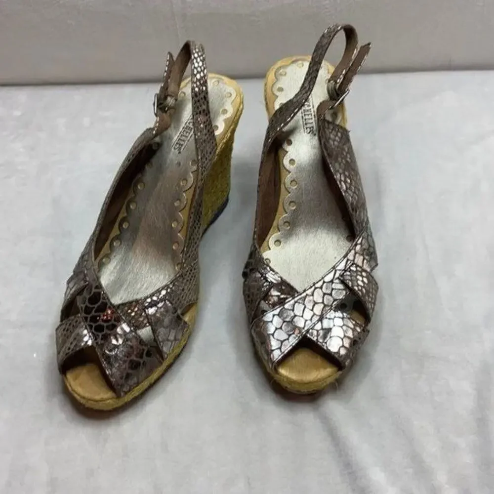Seychelles Metallic Snake Skin Espadrille Wedges size 10